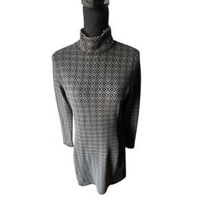 Sahalie Black & Gray Patterned Turtleneck Dress – Size S